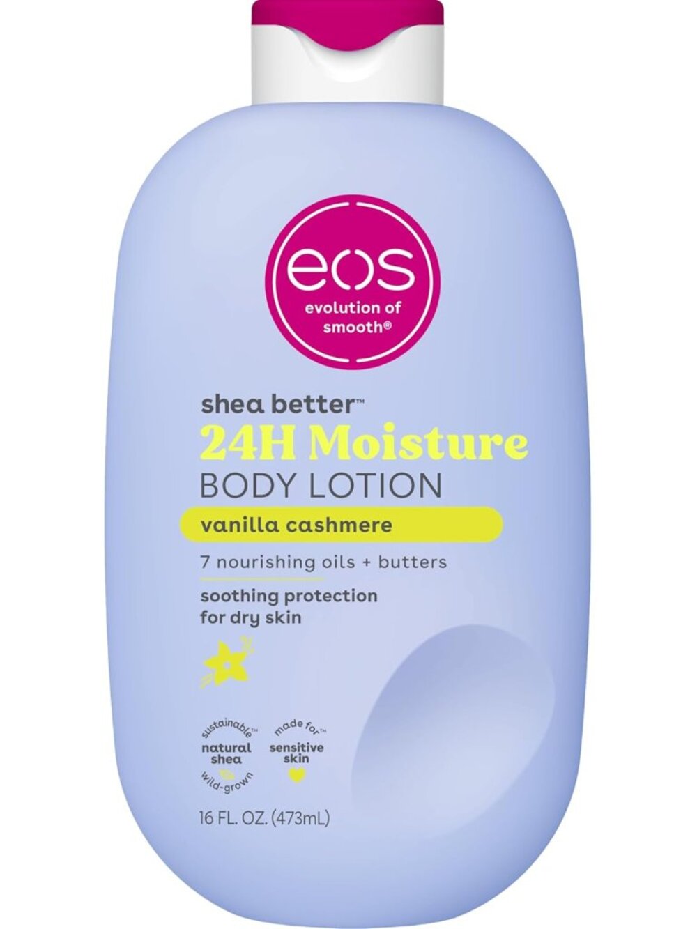 eos Shea Better Body Lotion- Vanilla Cashmere, 24-Hour Moisture, 16 fl oz